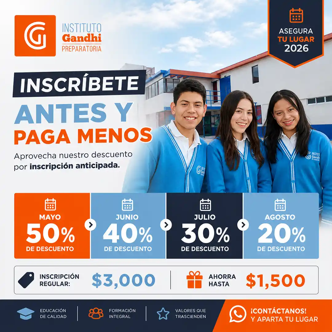 Instituto Gandhi Preparatoria en Puebla Incorporada a BUAP descuento por inscripción anticipada pronto pago Instituto Gandhi Preparatoria en Puebla Incorporada a BUAP descuento por inscripción anticipada pronto pago